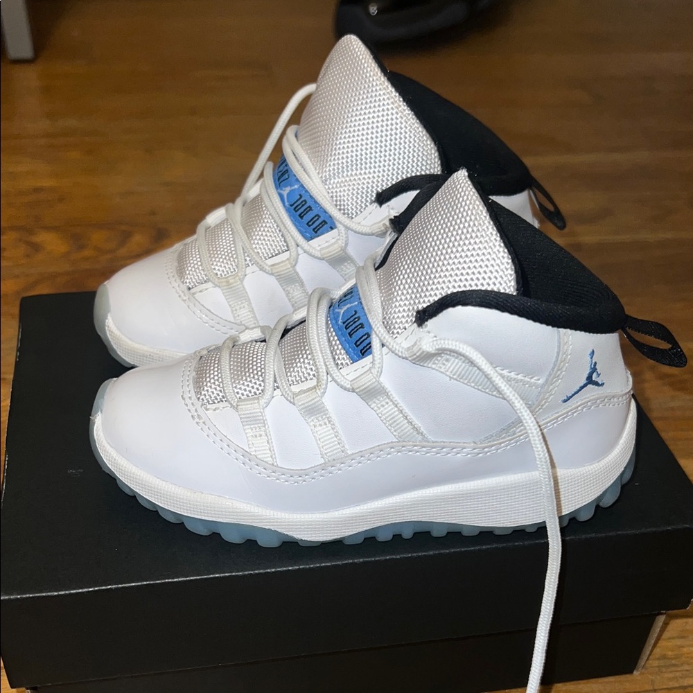 Jordan Kids White and Light Blue Sneakers